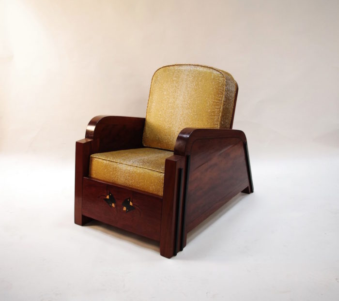 art deco armchair wood sharksin