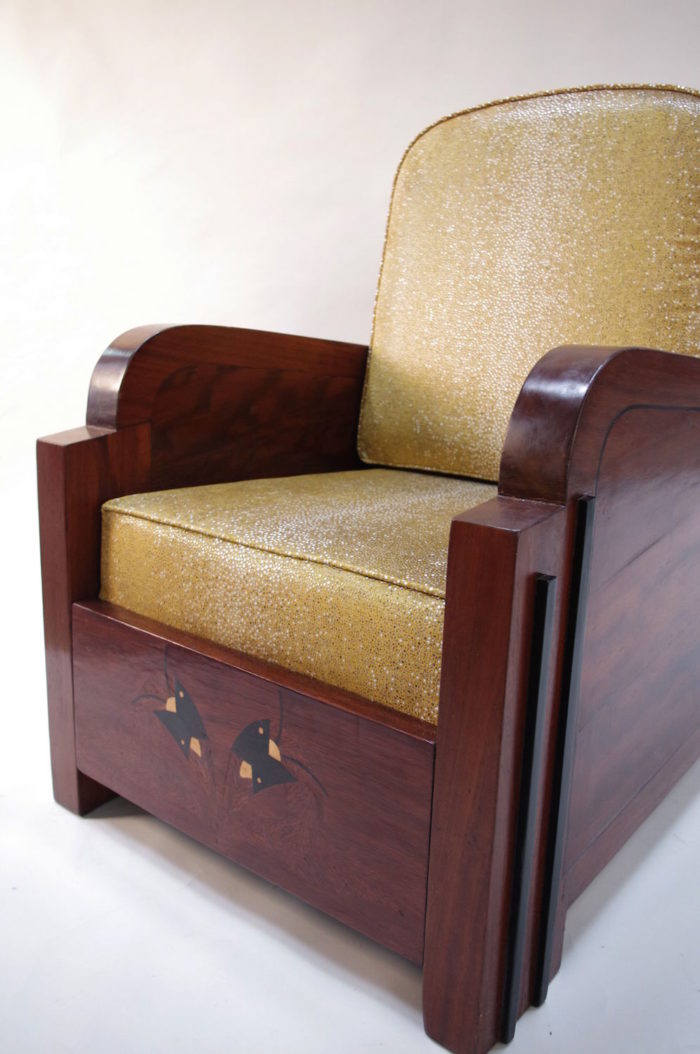 art deco armchair wood sharksin