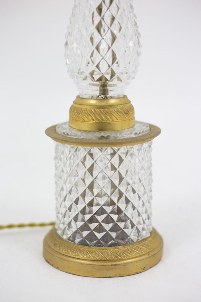 lampe cristal taille base bronze doré