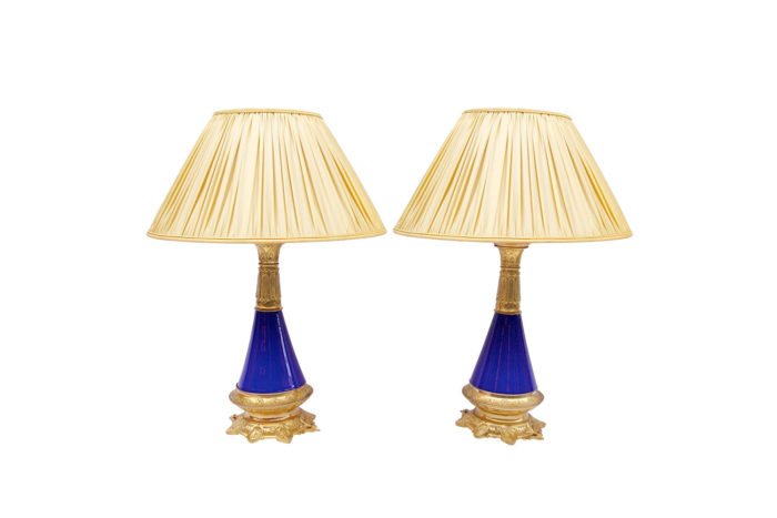 conical blue lamps