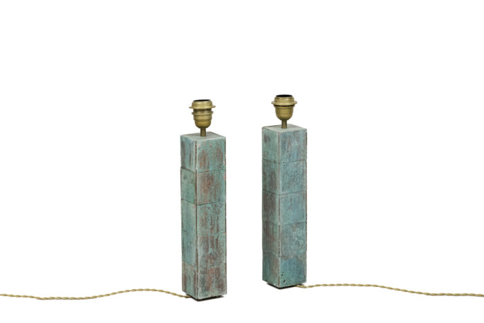 cubic lamps turquoise patinated brass