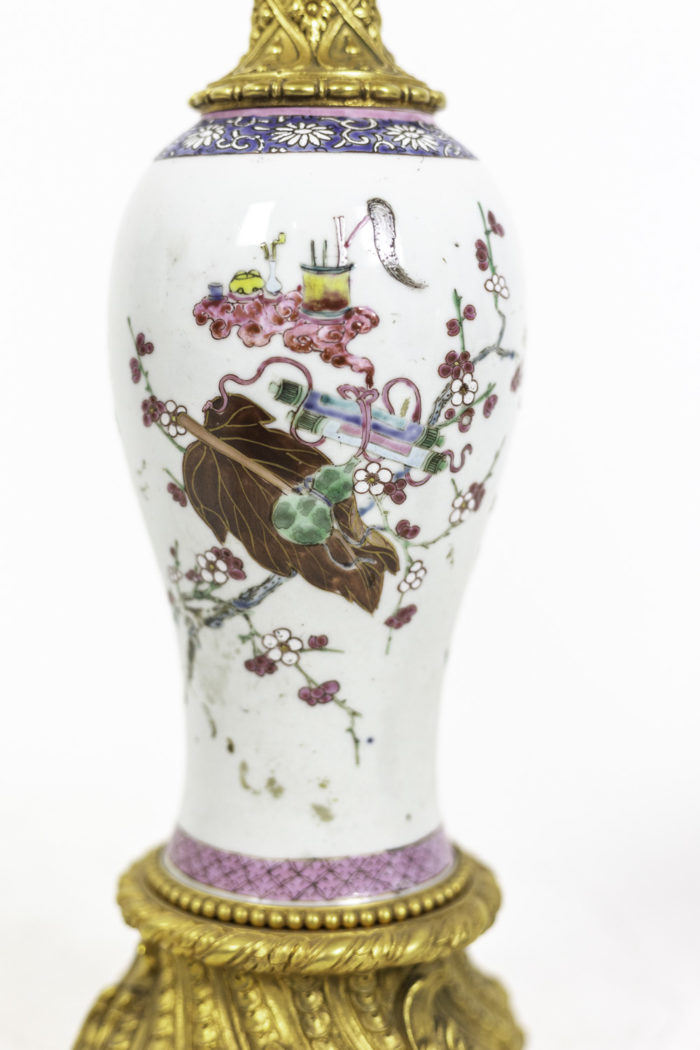 lamps chinese pink family porcelain flowers