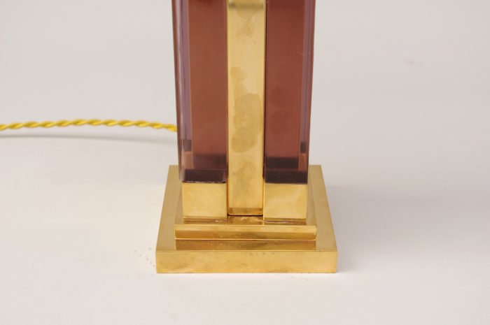 colored glass gilt brass lamp