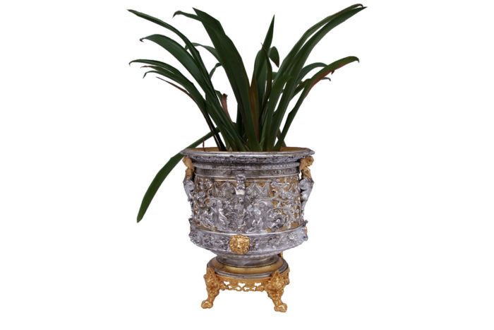 terracotta gilt silvered planter