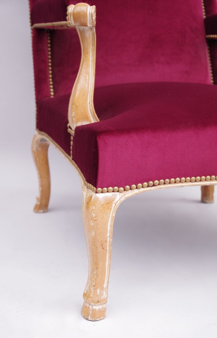 louis XV velvet armchairs
