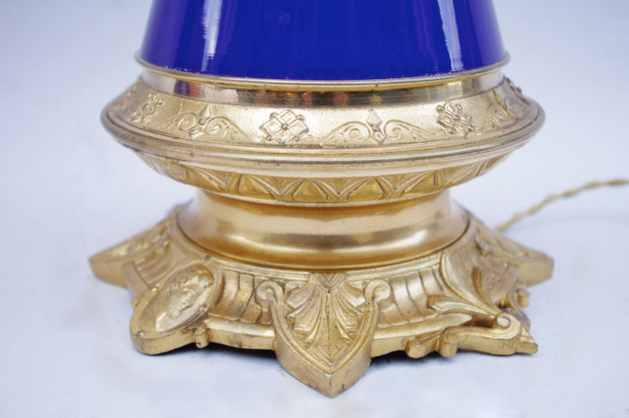 conical blue lamps