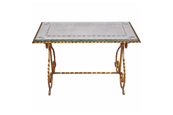 coffe table wrought gilt iron mirror