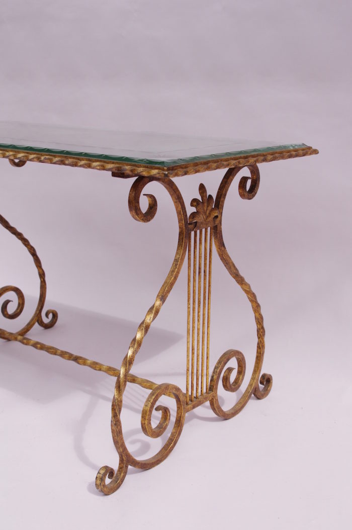 coffe table wrought gilt iron mirror