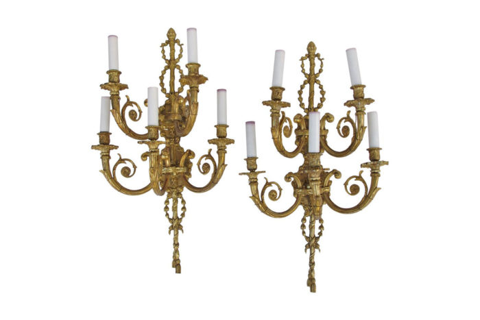 pair of two ranks gilt bronze sconces