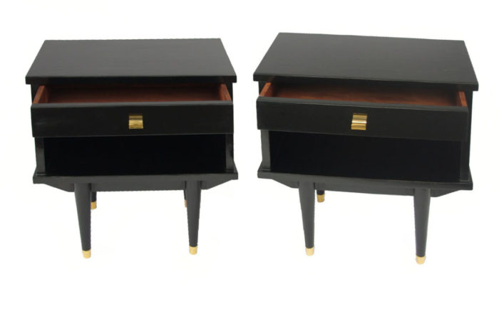 black lacquered bedside tables