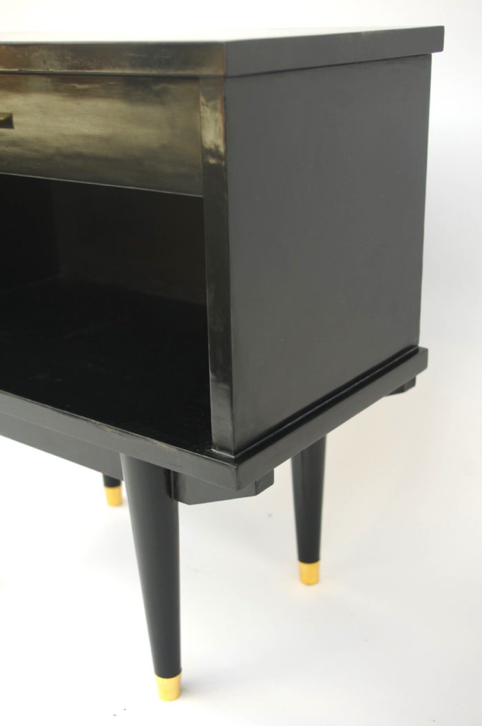 black lacquered side tables