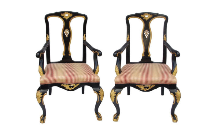 chippendale lacquered wood armchairs