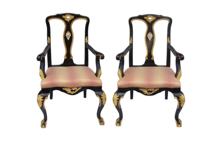 chippendale lacquered wood armchairs