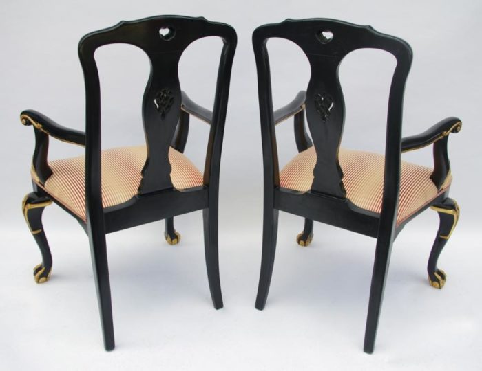 fauteuils chippendale laques noir