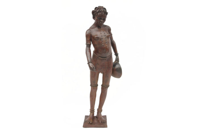 darbaud femme calebasse bronze sculpture
