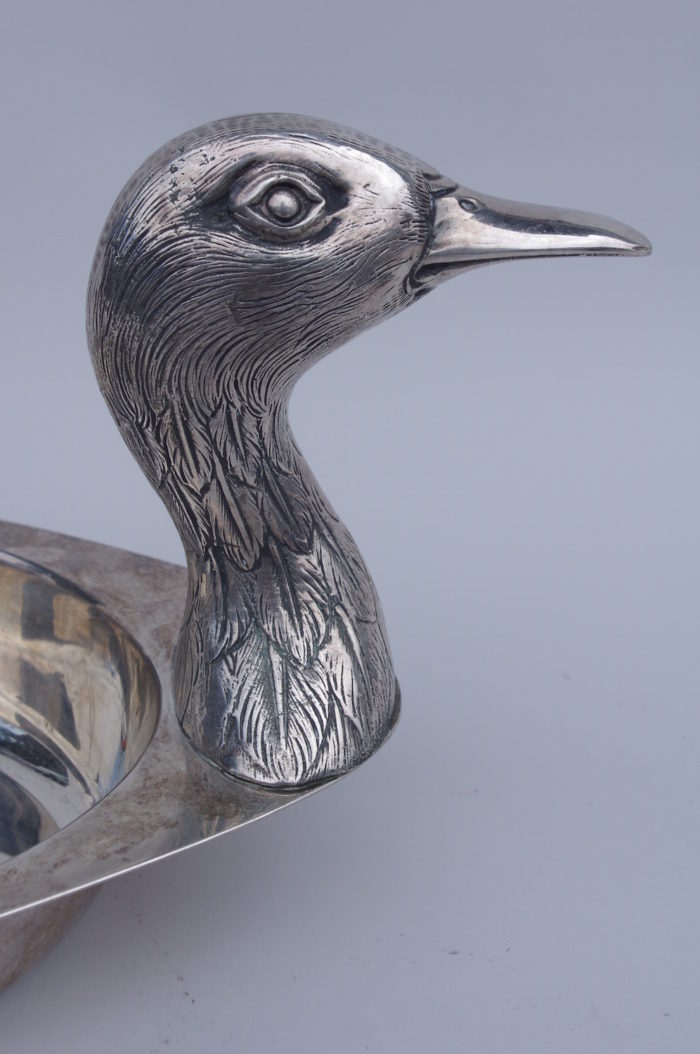 silver plate duck dish head