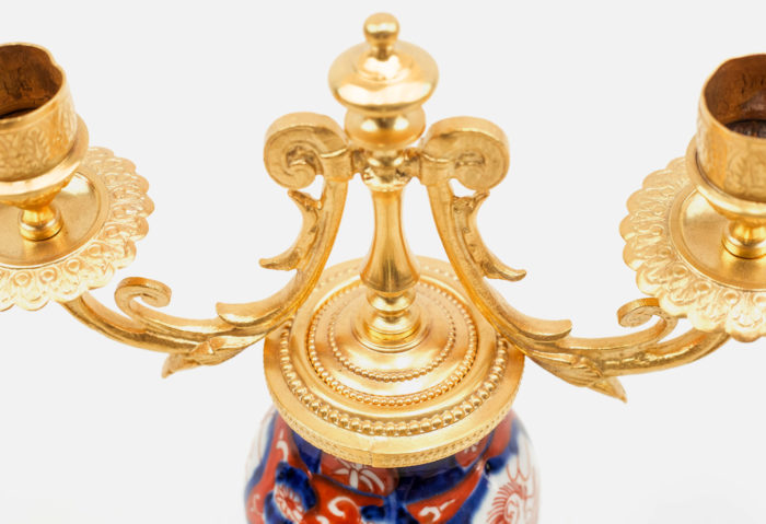 imari gilt bronze porcelain candelabras