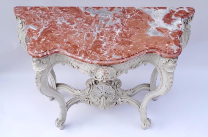 console Louis XV 1900 marble wood