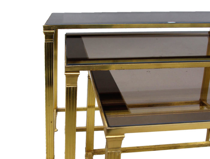 gilt metal nesting tables glass