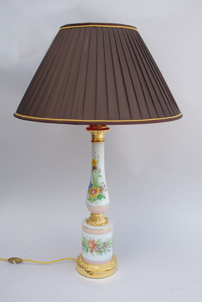 lampe porcelaine paris fleurs rose