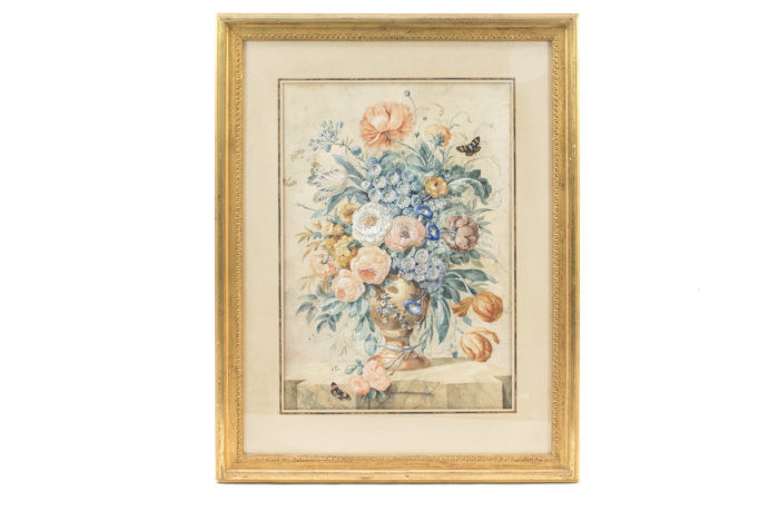 paire gouaches fleurs hollandais bouquet