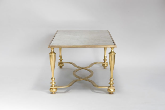 table basse bronze dore coté