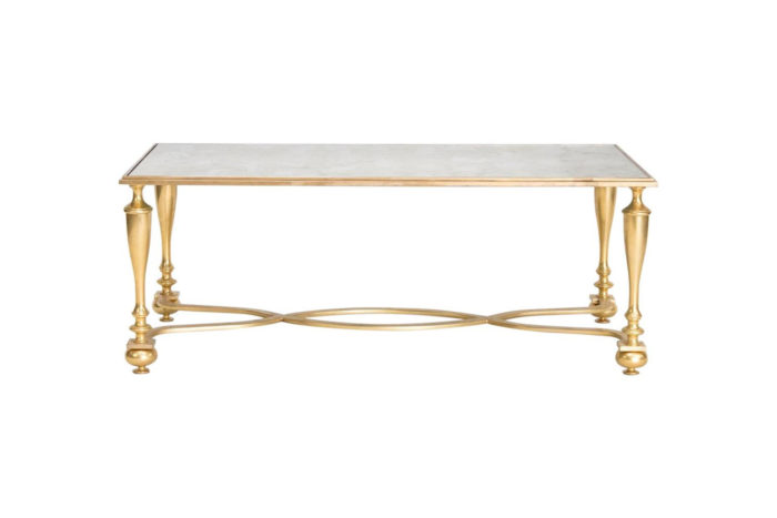 table basse bronze doré miroir oxydé