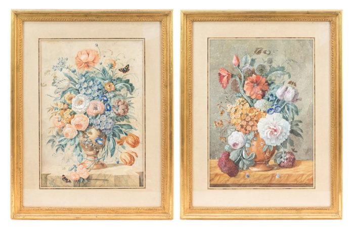 gouaches flowers bouquets dutch style