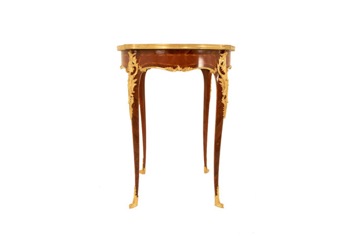 louis xv pedestal table sormani marquetry front