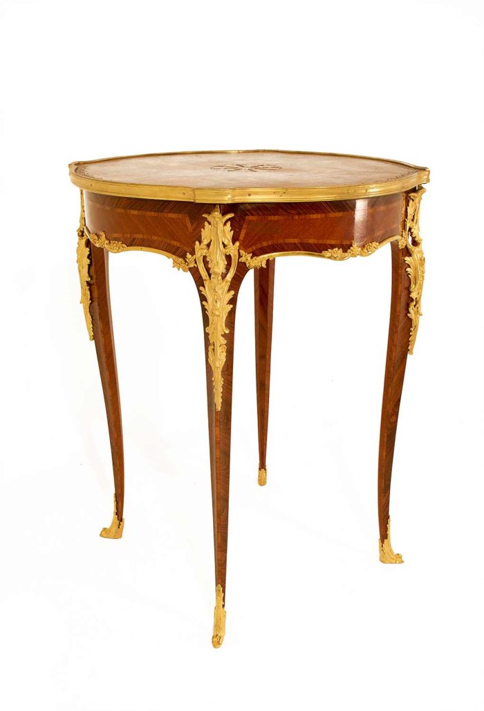 louis xv pedestal table sormani marquetry angles