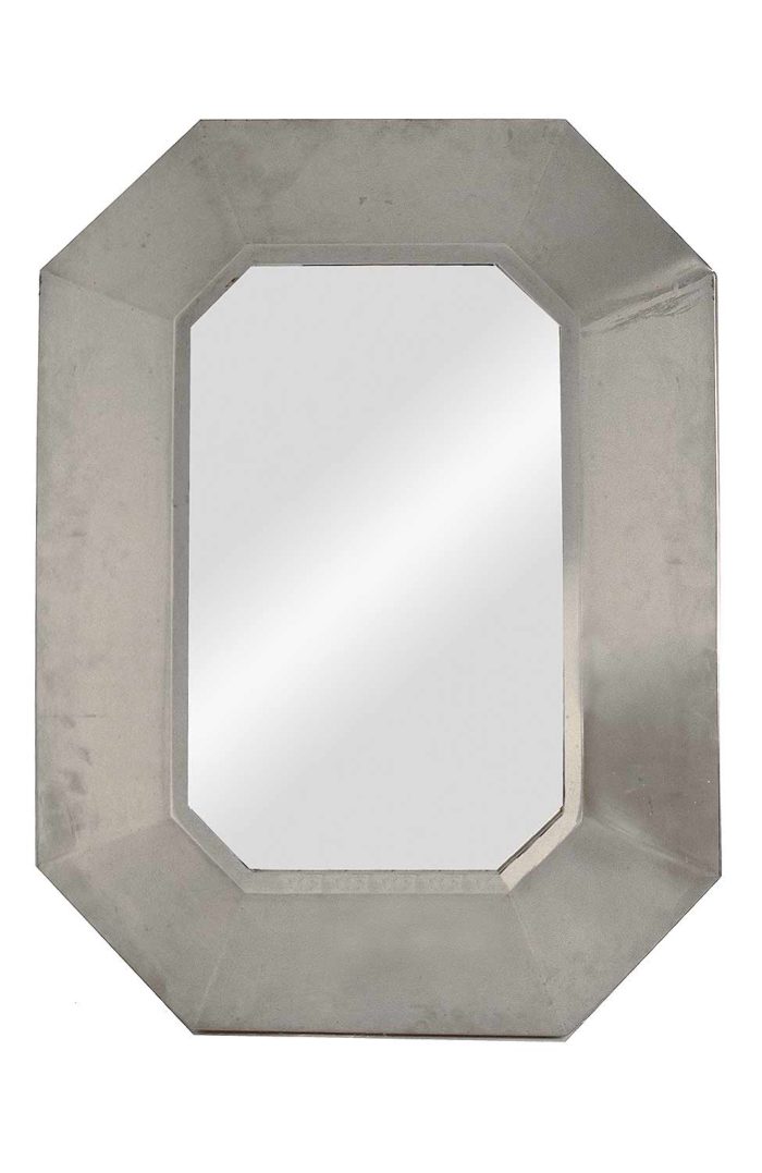 octogonal stainless steel maison jansen mirror front