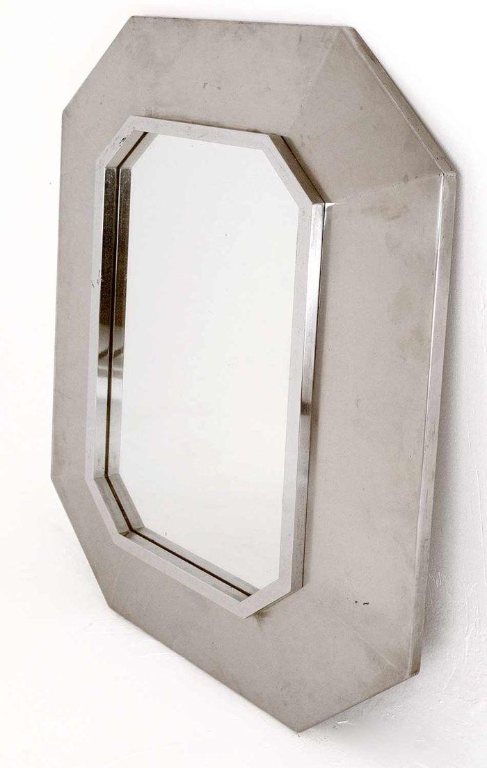 octogonal stainless steel maison jansen mirror