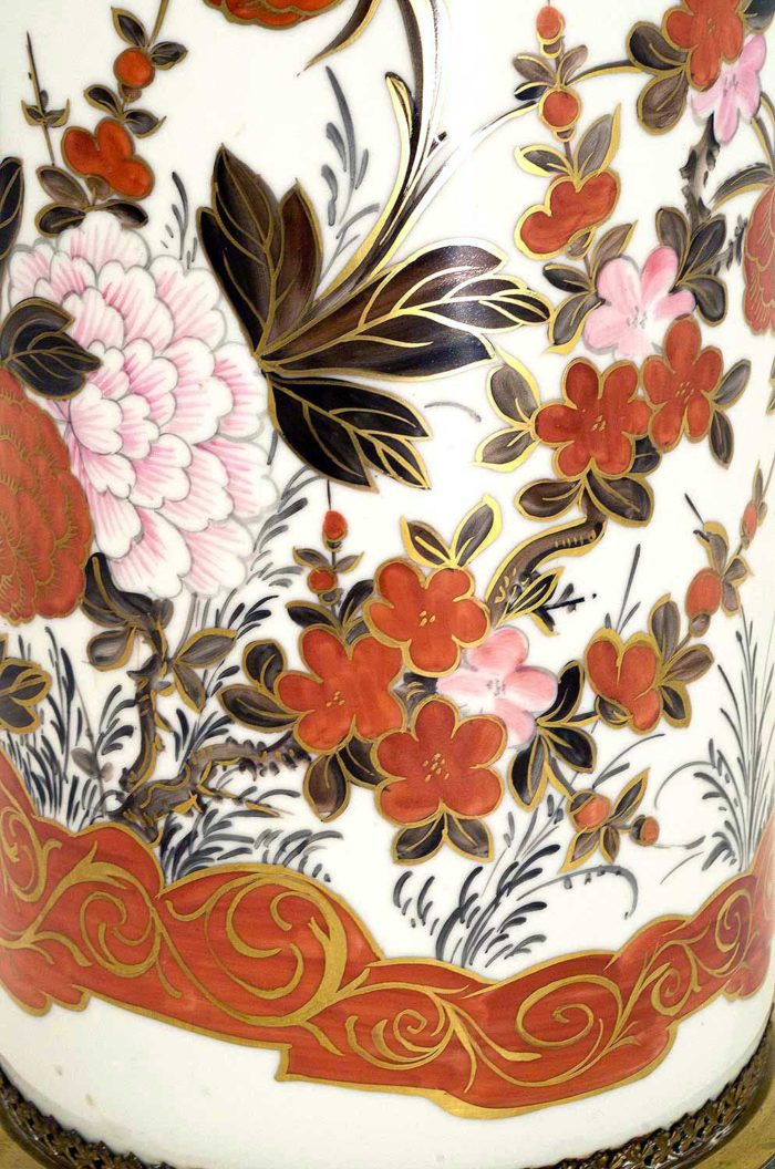 porte-parapluie-porcelaine-orange-or-fleurs