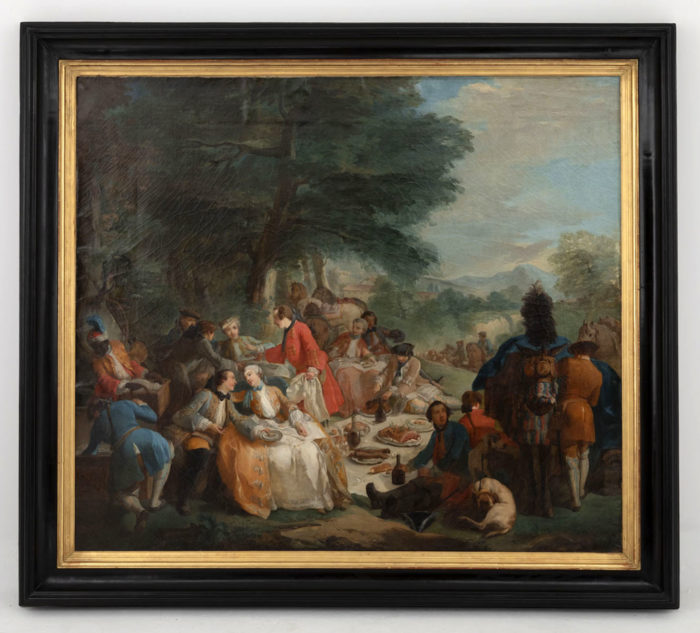 painting van loo hunting stop french school