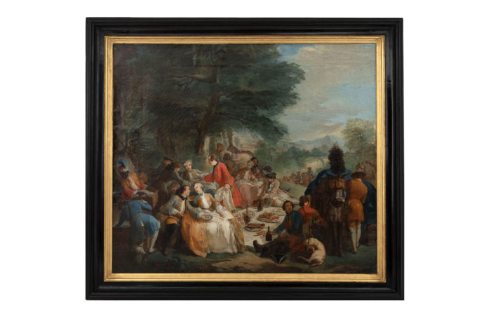 painting van loo halte de chasse french school