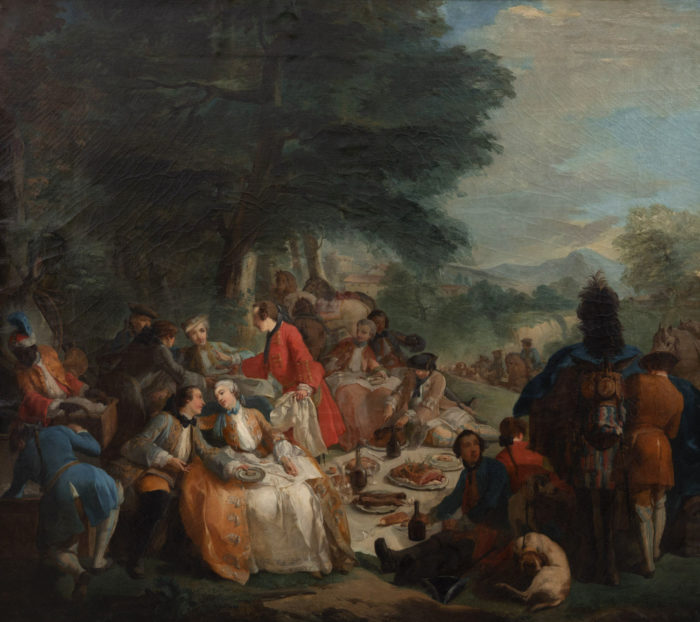 tableau van loo halte de chasse ecole française zoom