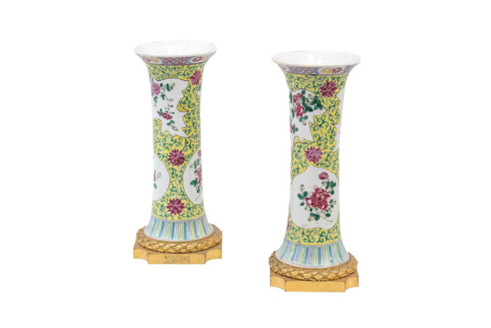 gu-form vases pink family porcelain yellow background