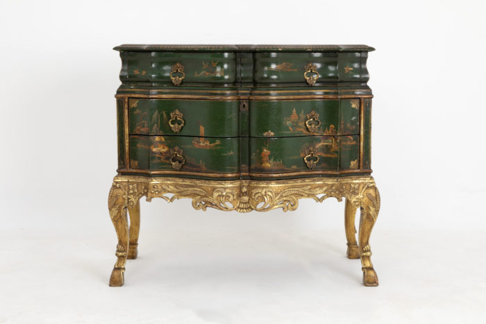 serpentine chest of drawers green lacquer english work