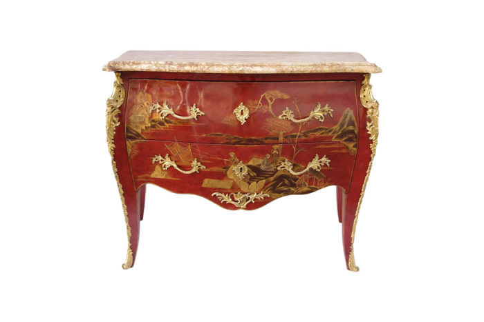 louis xv red lacquer commode