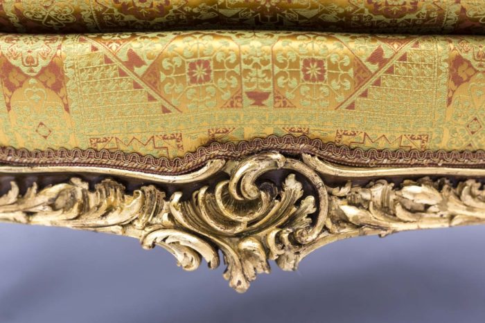 carved walnut gilt highlights detail