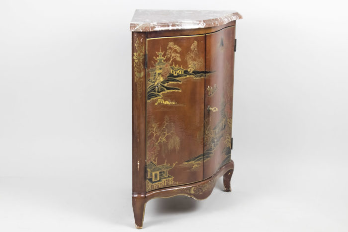 Louis XV style red corner cabinet side 4