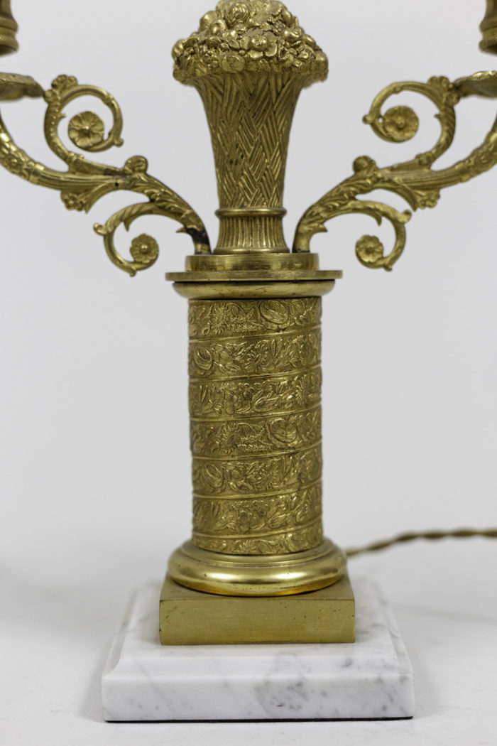 lampes style restauration bronze doré colonne