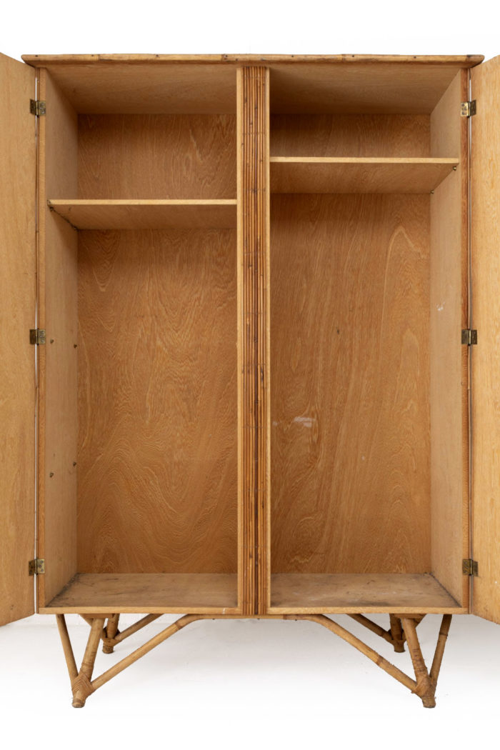 rattan armoire interior view plywood