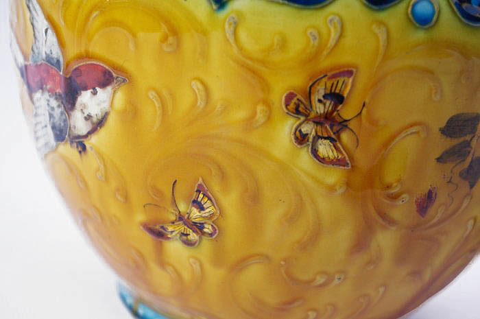 Théodore Deck paire de cache-pots porcelaine oiseau