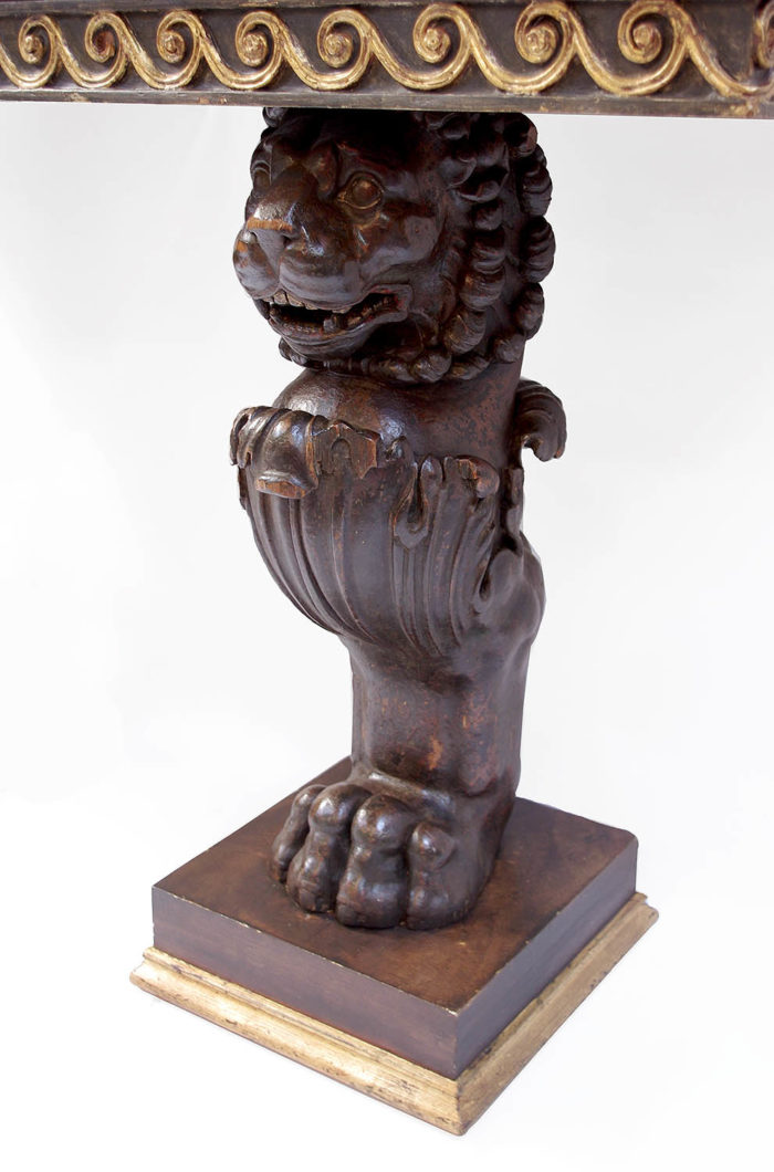 pompeian style consoles lion lacquered wood trapezophorum side leg