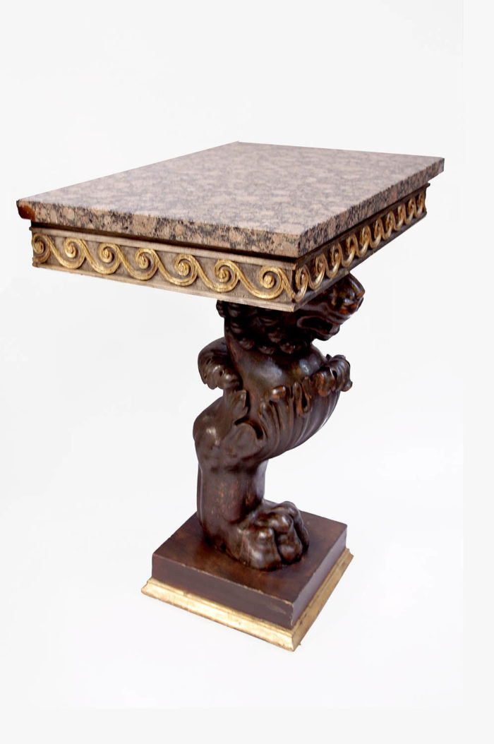 pompeian style consoles lion lacquered wood trapezophorum side