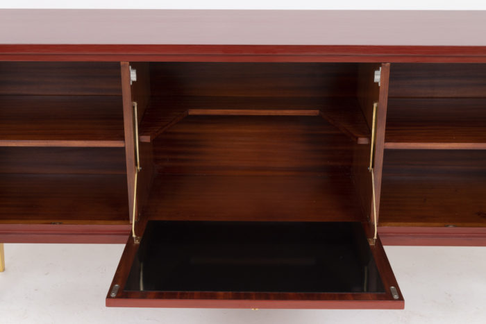 red lacquered sideboard bar opened flap