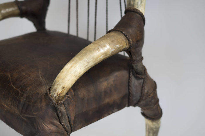 leather seat buffalo horn amchairs armrest