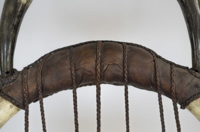 michel haillard buffalo horn armchairs leather braids zoom