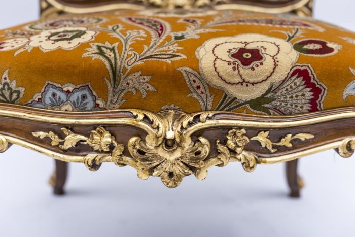 louis xv style à chassis armchairs walnut apron gilt